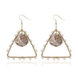 New Gold-tone shell pearl drop earrings
